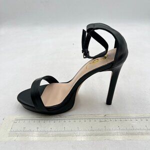 FSJ Black Single Strap Open Toe Platform Sandals High Heel Ankle Strap Shoes